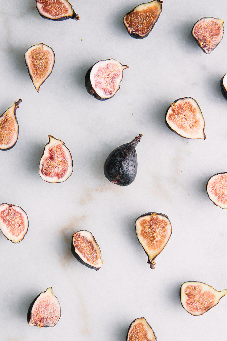 Cut figs on a piece of marble.