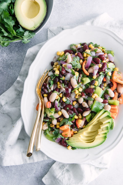 Mexican-Style Three Bean Salad ⋆ Cold Vegan Bean Salad in 10 Minutes!