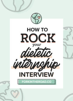 a green graphic with black letters that say "how to rock your dietetic internship interview"
