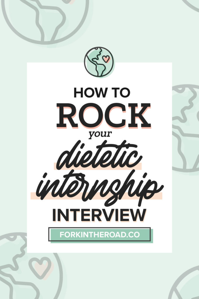 a green graphic with black letters that say "how to rock your dietetic internship interview"
