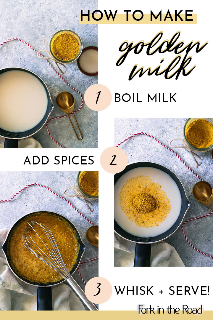 step by step recipe instructions for how to make a cinnamon golden milk latte
