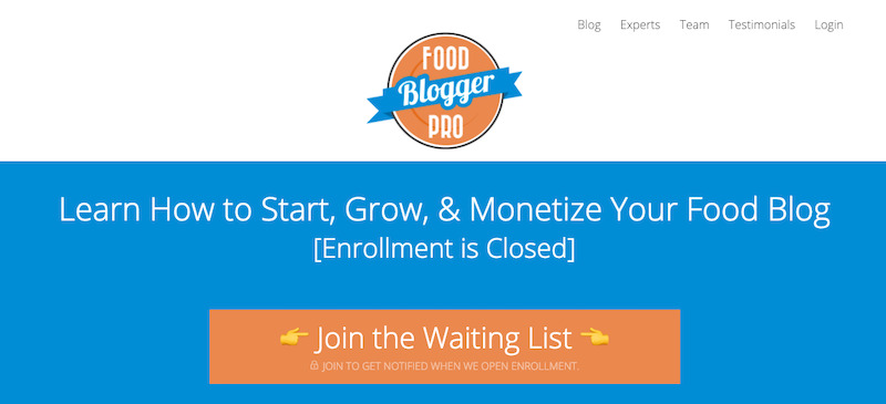 a screenshot of Food Blogger Pro's home page