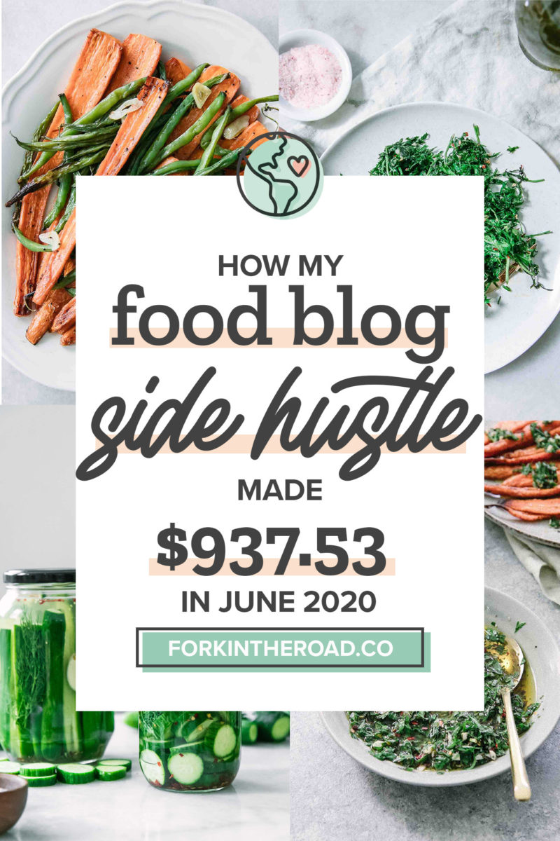 June 2020 Food Blog Side Hustle Income Report: $937.53