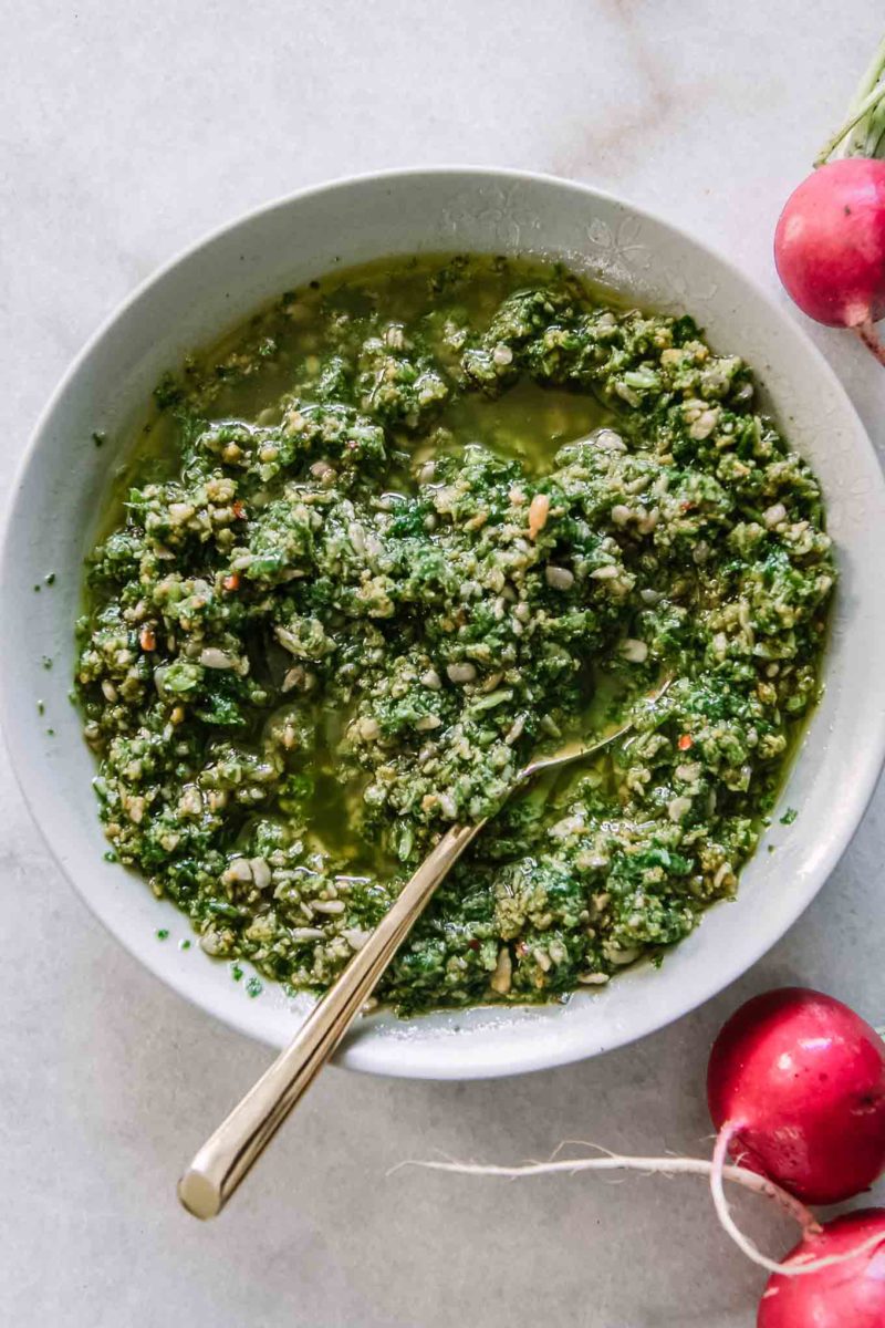 Radish Greens Pesto Sauce