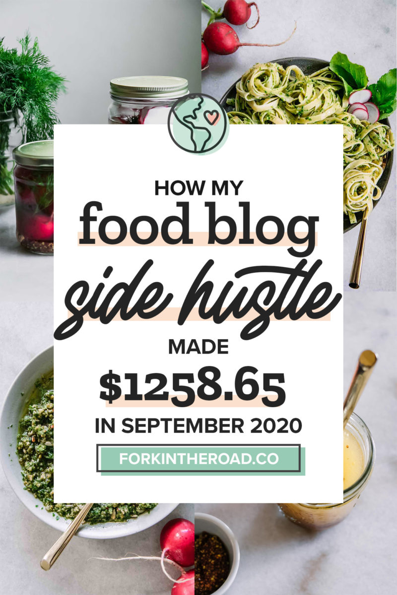 September 2020 Food Blog Side Hustle Income Report: $1258.65