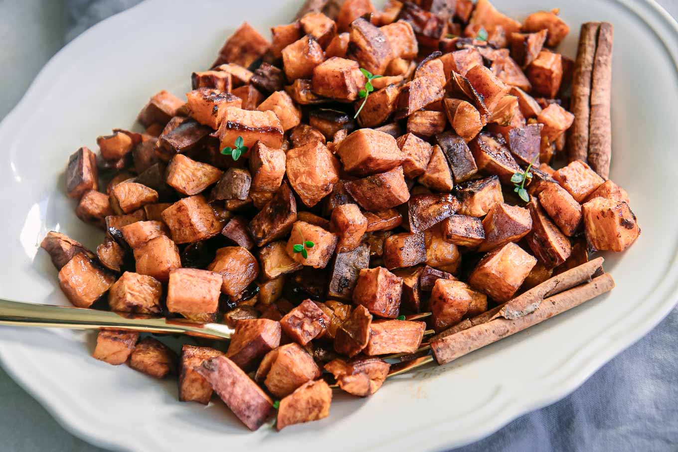 baked sweet potatoes on a white plate