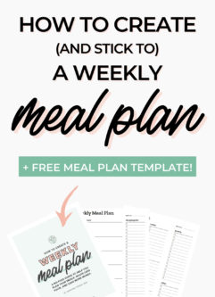 a green graphic with the words "how to make meal planning a weekly habit" in black writing