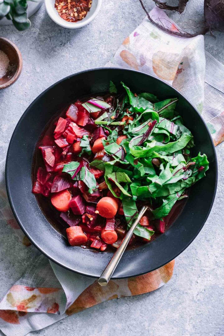 Beet Greens Vegetable Soup ⋆ Use Beets from Root-to-Stem in Soup!