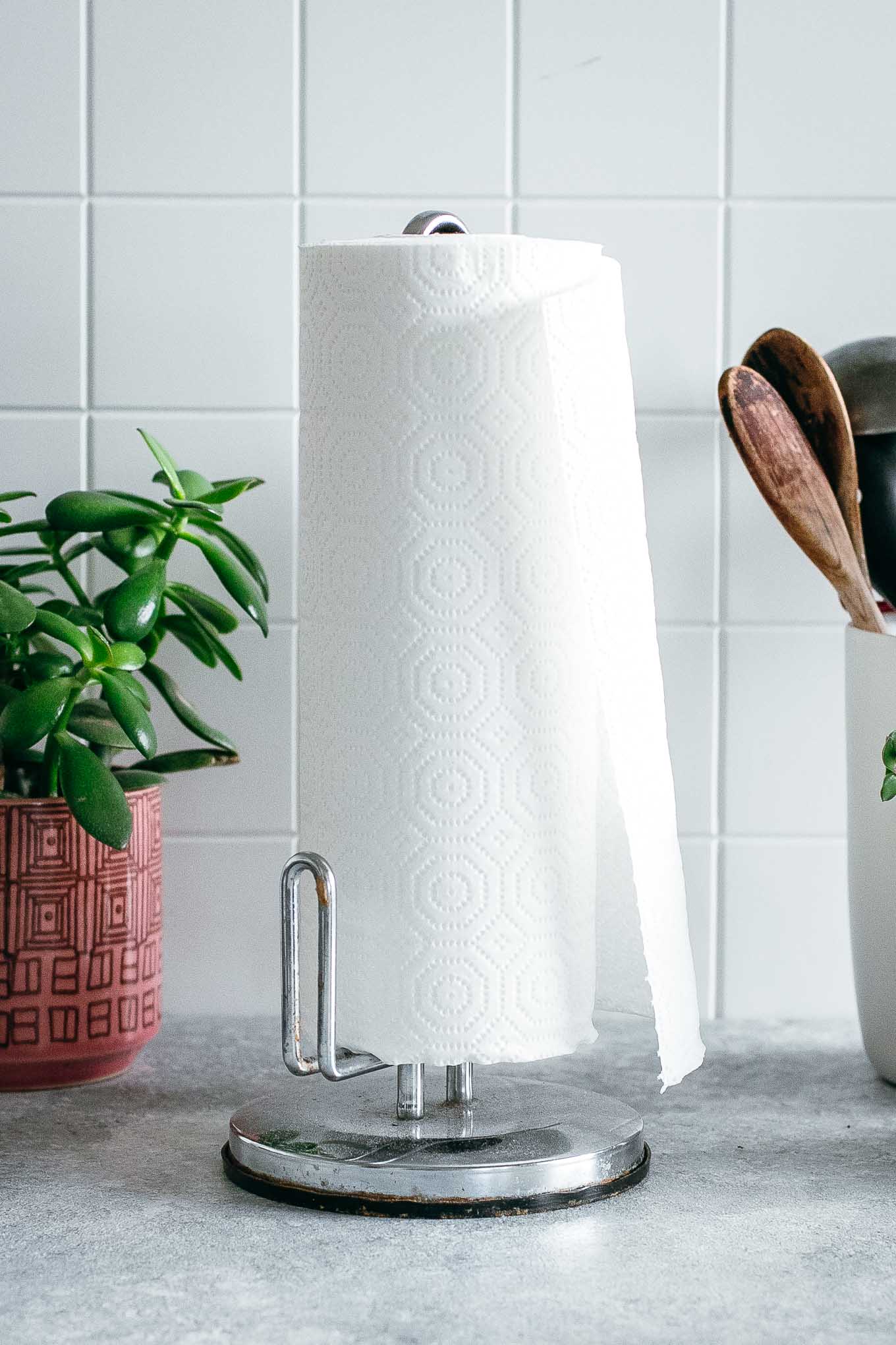 Paper Towel Holder with Reusable Paper Towel Alternative