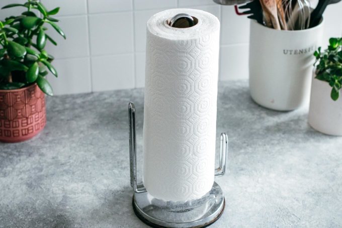 paper towels on a counter