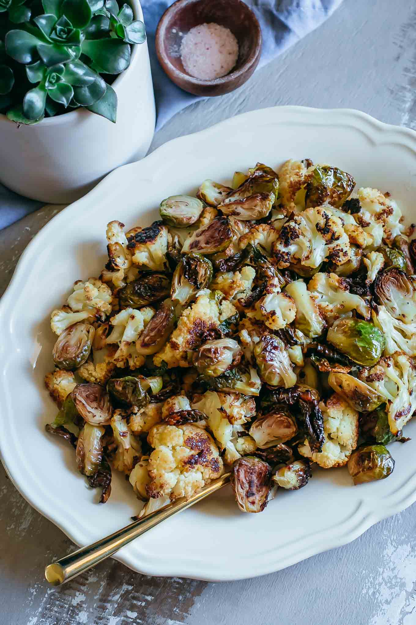 Roasted Brussels Sprouts and Cauliflower