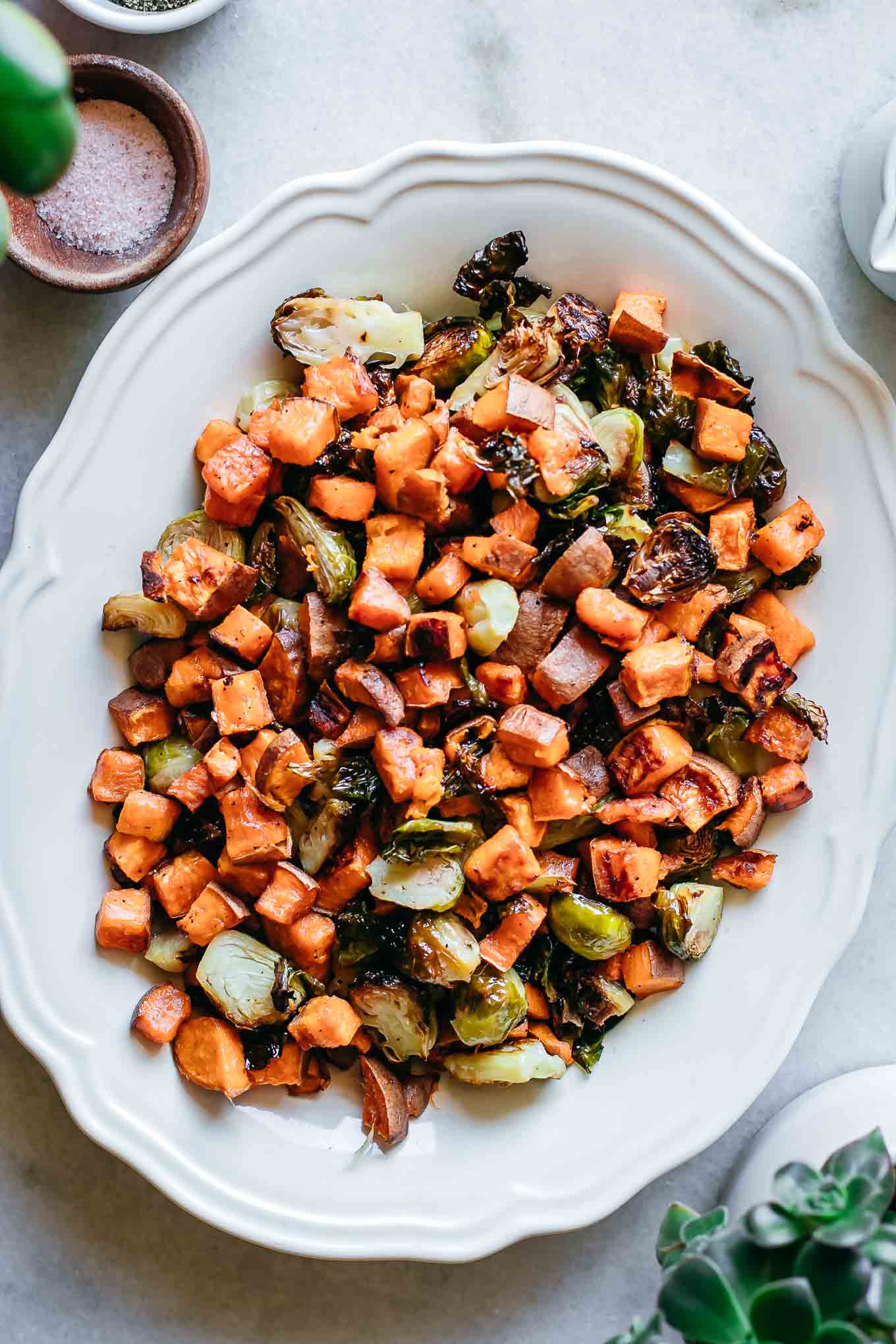 Roasted Brussels Sprouts and Sweet Potatoes