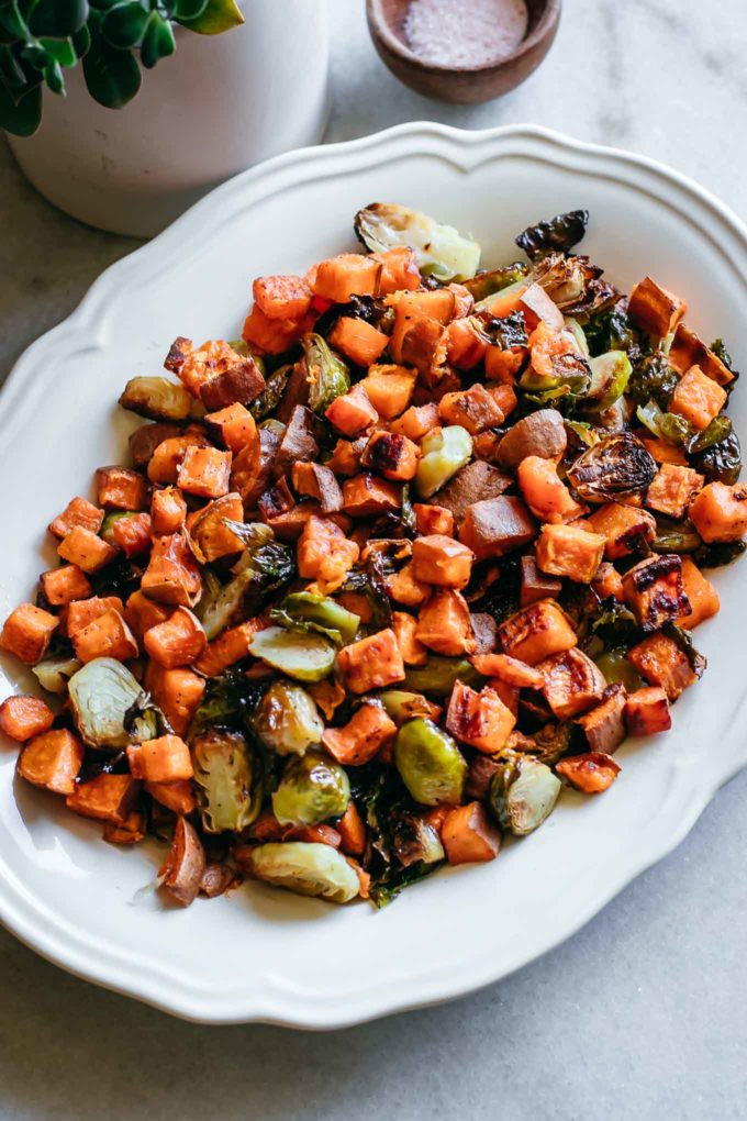 baked vegetables on a serving dish