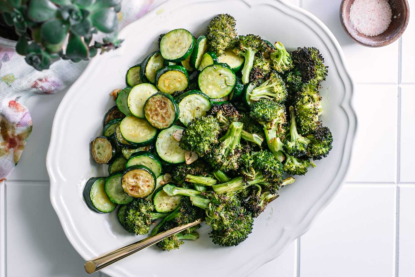Roasted Broccoli and Zucchini 5 Ingredients, 40 Minutes, Super Tasty!
