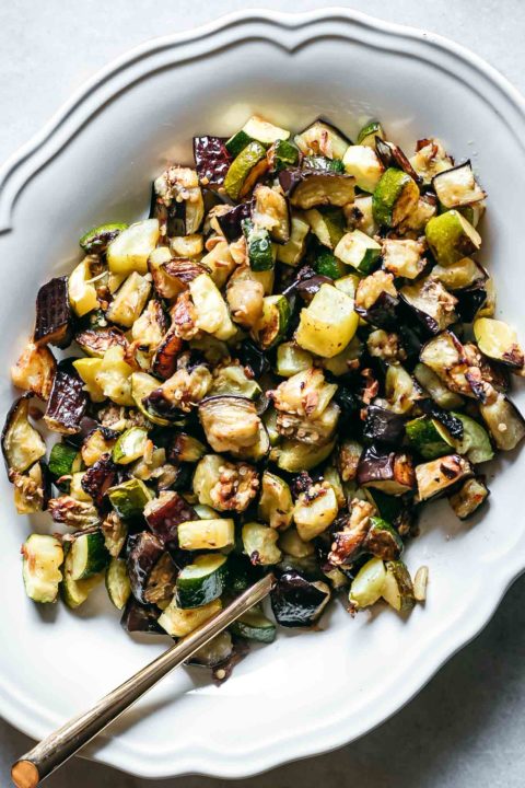 Roasted Eggplant and Zucchini ⋆ Only 5 Ingredients + 40 Minutes!
