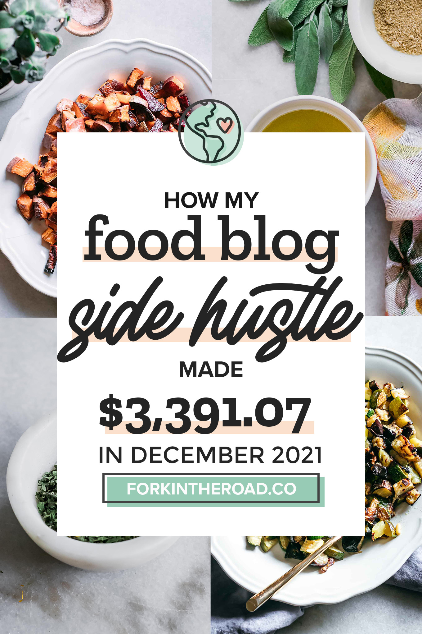 December 2021 Food Blog Side Hustle Income Report: $3,391.07