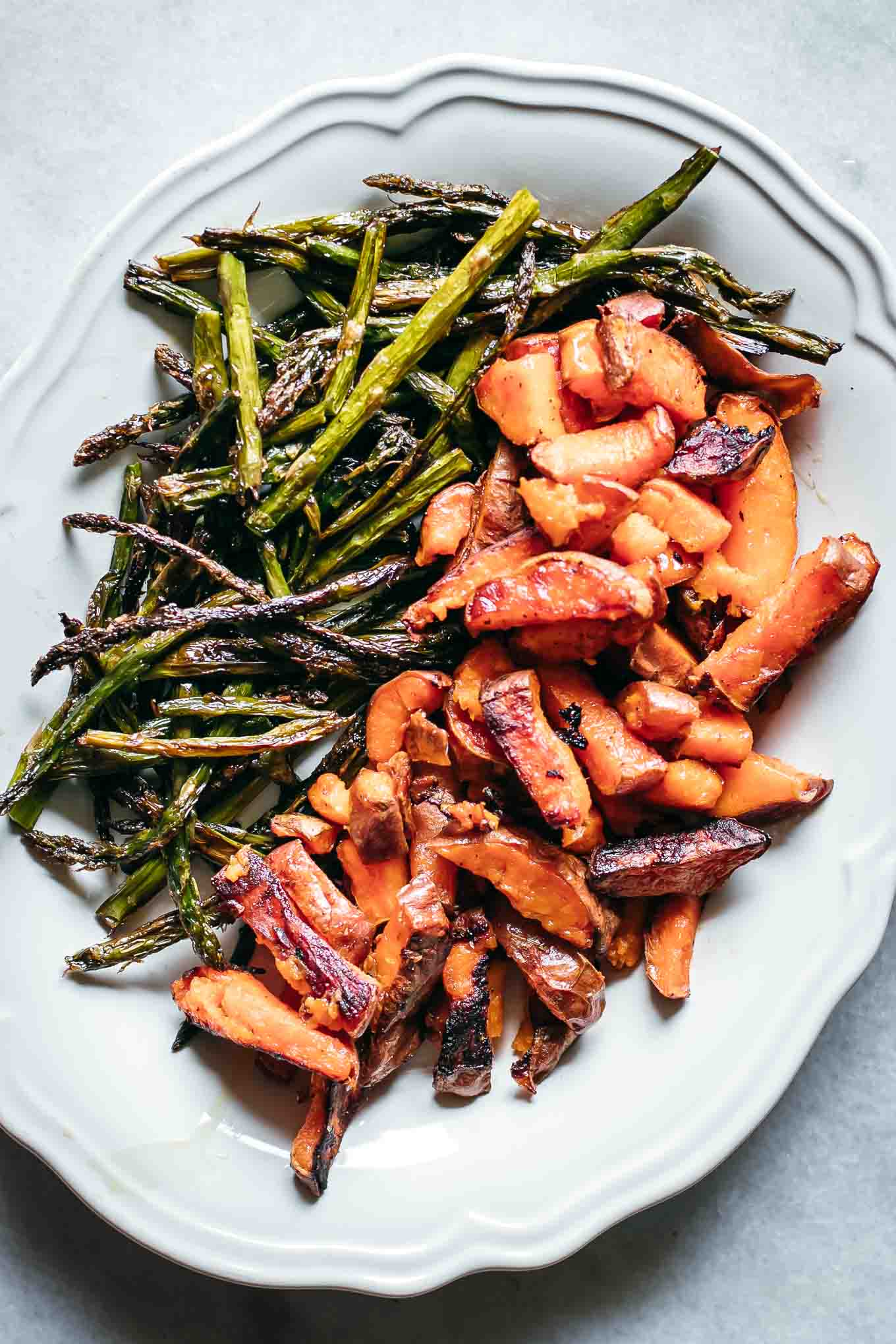 Roasted Sweet Potatoes and Asparagus