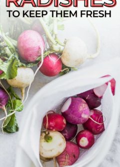 a graphic with a photo of radishes in a freezer friendly bag with the words 