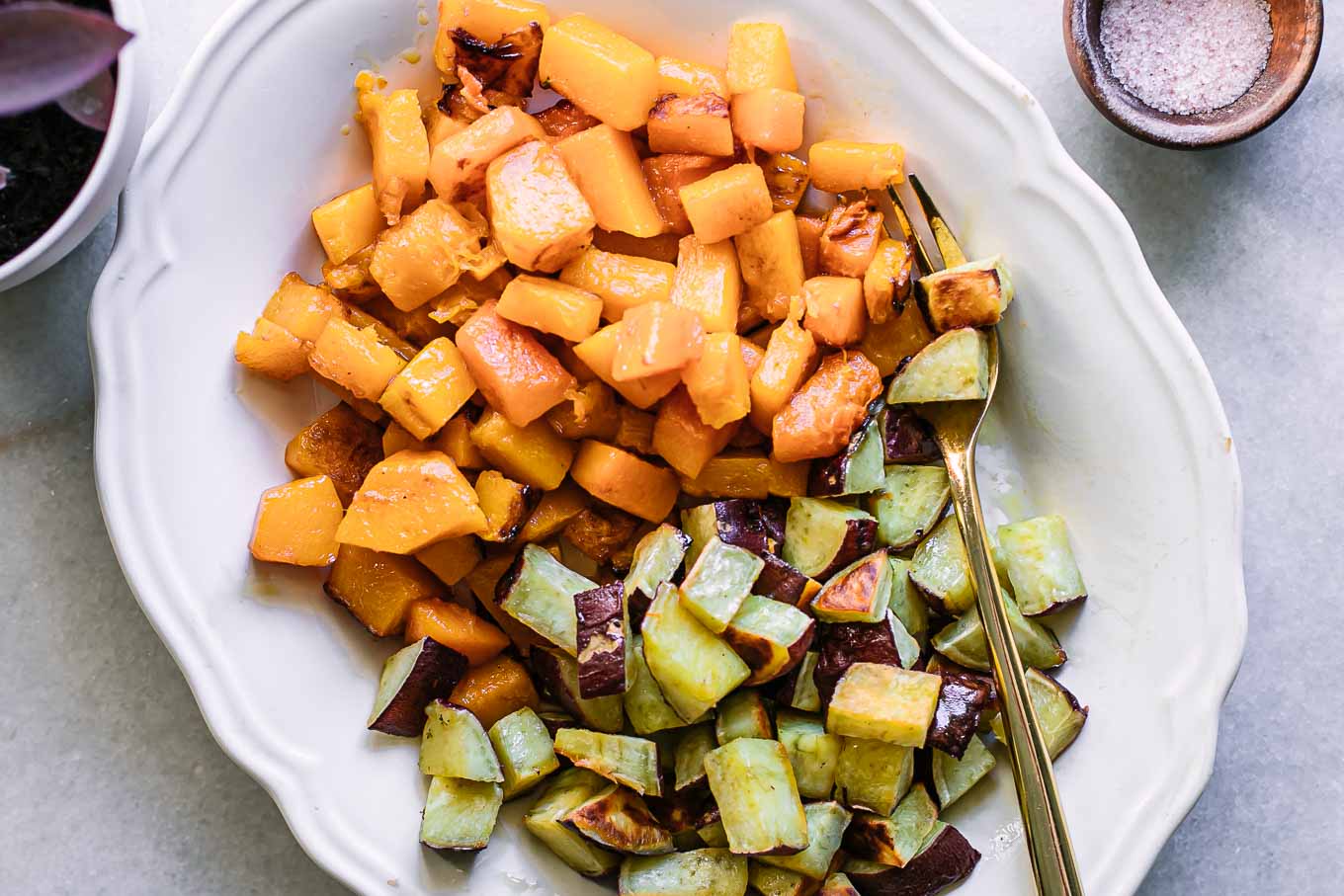 baked butternut squash and sweet potatoes side dish