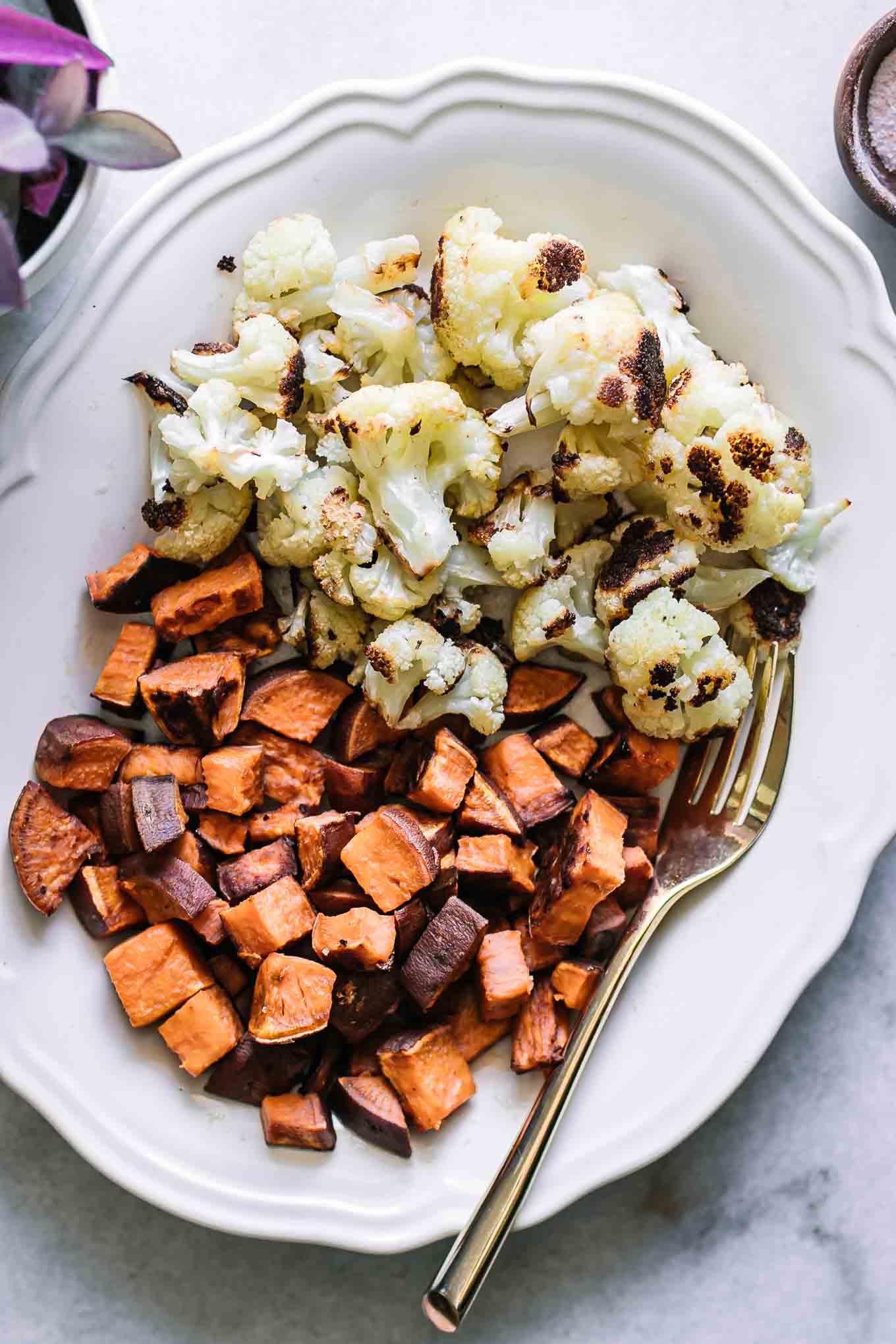 Roasted Sweet Potatoes and Cauliflower