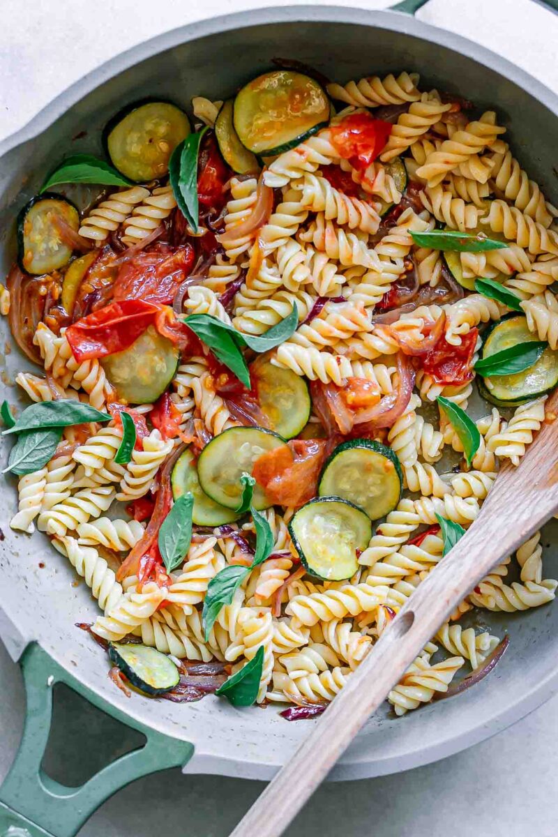 Basil Zucchini Tomato Pasta