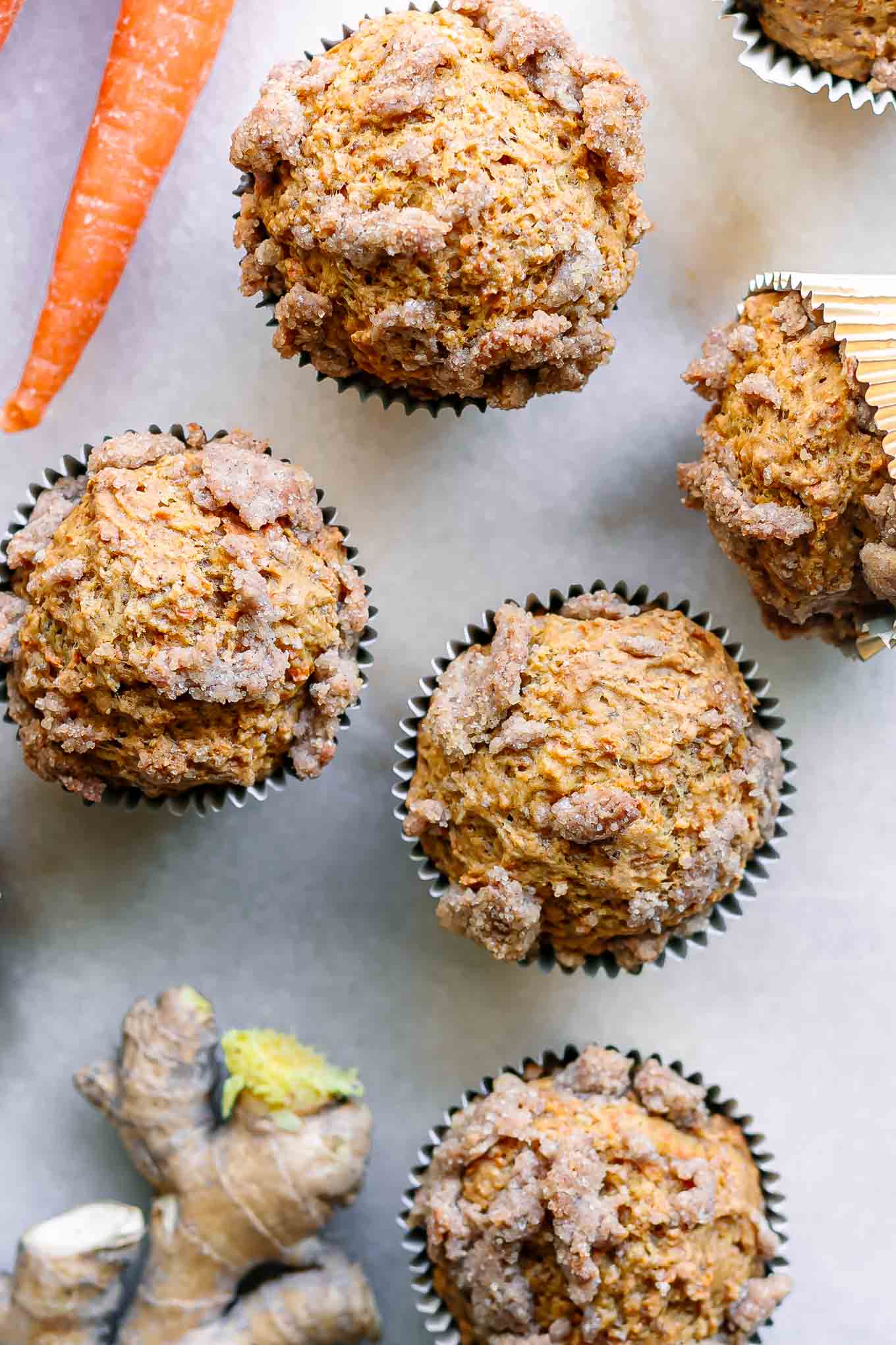 Carrot Cake Muffins with Ginger Crumble