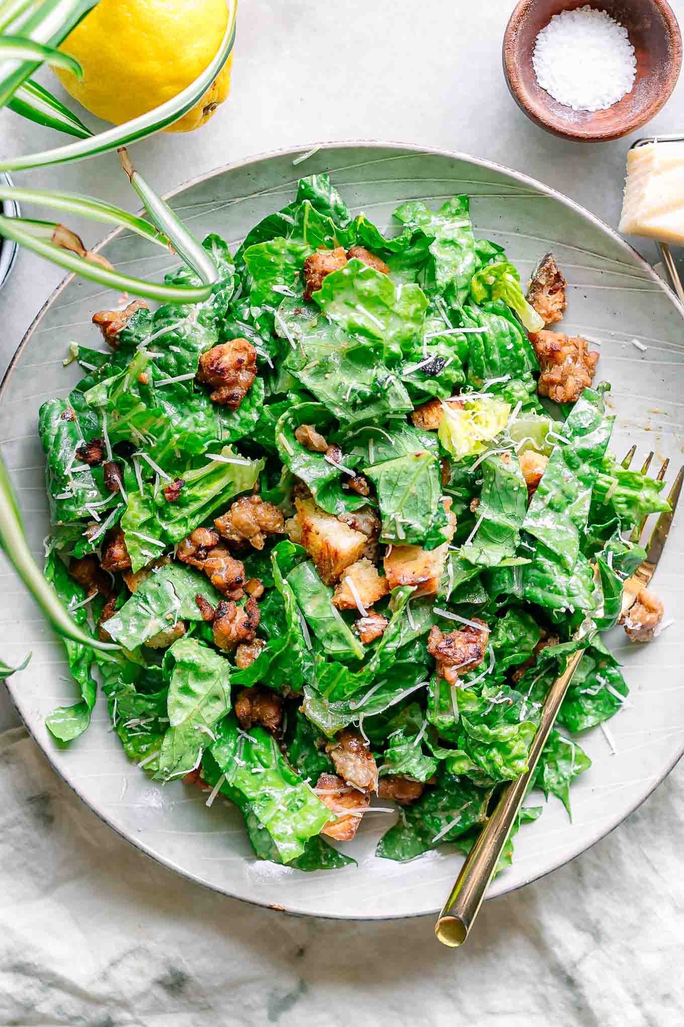 Crispy Tempeh Caesar Salad